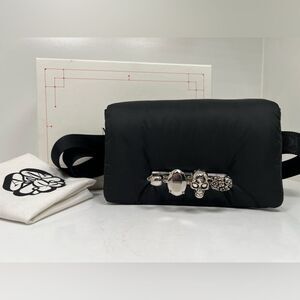 Alexander McQueen The Puffy Knuckle Skull Black Belt Bag Bum Bag Crossbody